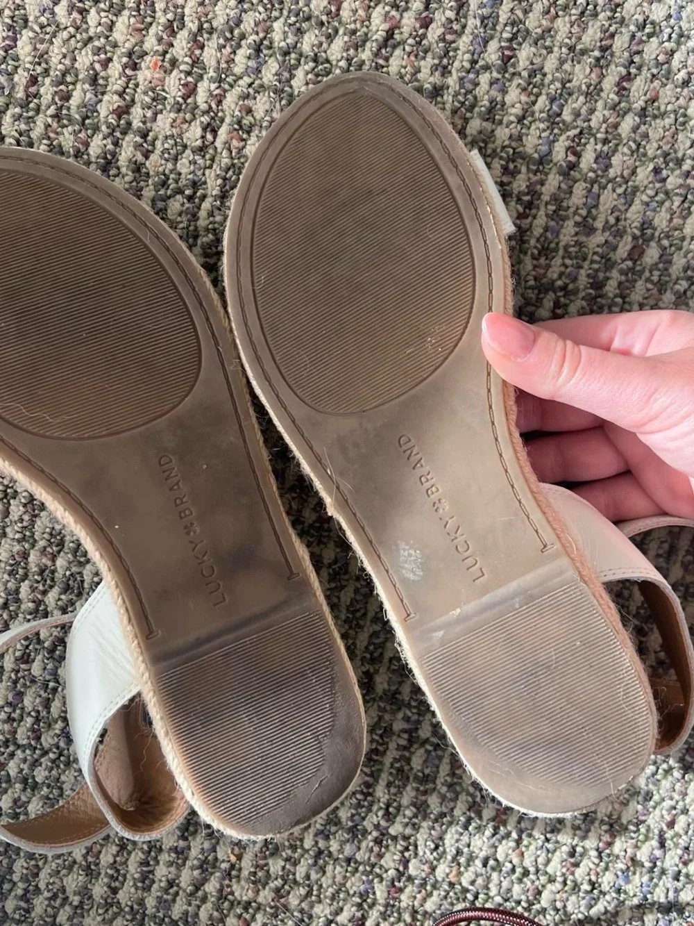Lucky Brand White Ankle-Strap Espadrille Flat Sandals